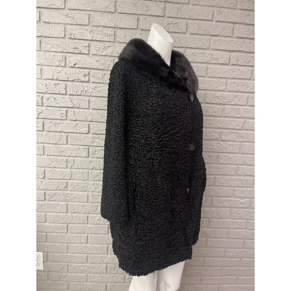 N.L Kaplan Women’s Black Persian Lambswool & Fur Bolero jacket Size M
